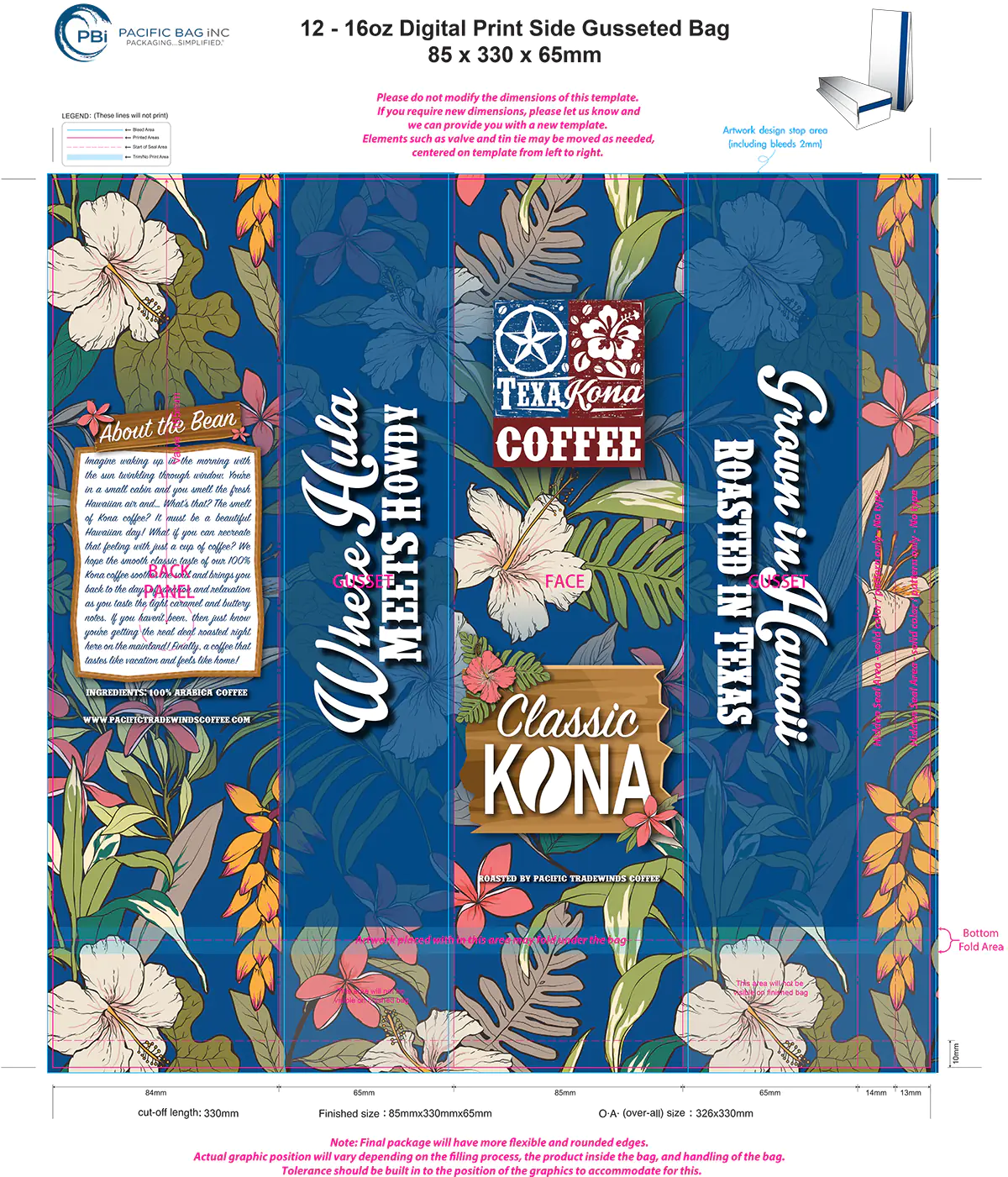 KRB Graphics packaging design – Classic Kona Bag